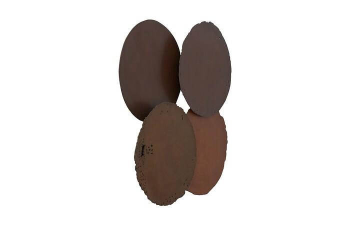 Cast Oil Drum Wall Discs, Resin, Rust Finish, Set of 4 — view 2