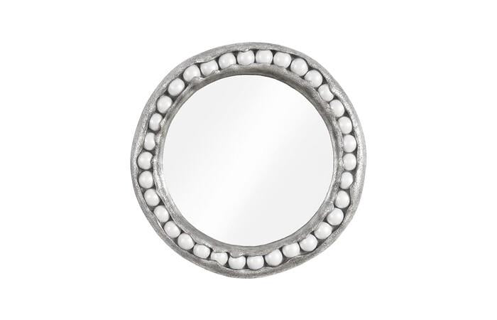 Pearl Mirror, Round — One Size, Silver Leaf