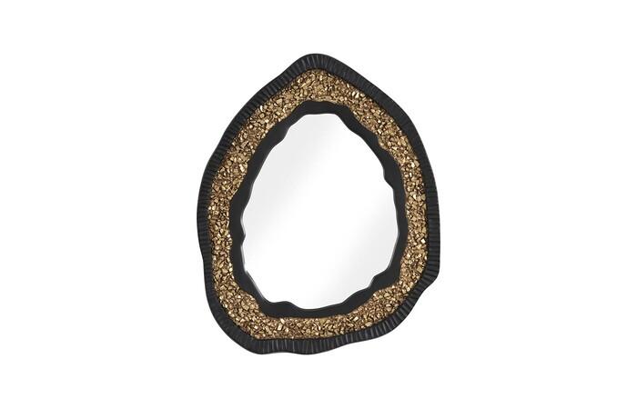 Geode Mirror, Matte — One Size, Black And Gold