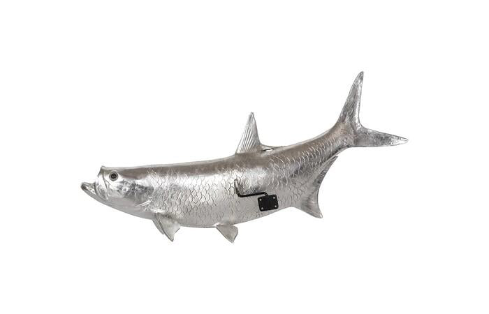 Tarpon Fish Wall Sculpture, Resin, Silver Leaf — view 3