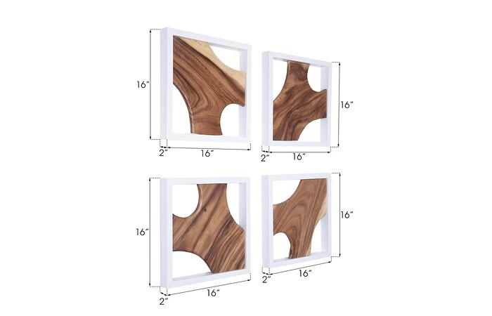 Framed Slice Wall Tile, White Frame , Set of 4 — view 2