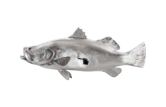 Barramundi Fish Wall Sculpture, Resin, Silver Leaf — view 4
