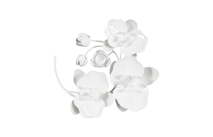 Orchid Sprig Wall Art, Small, Metal, White — Small, White