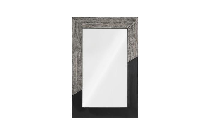 Geometry Wood Mirror, Gray Stone, Black — One Size, Gray Stone / Black
