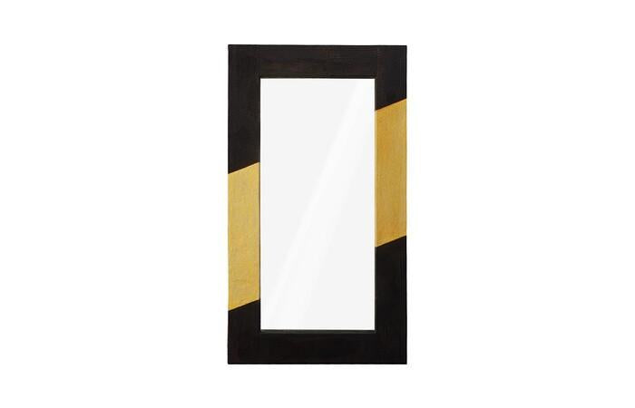 Scorched Mirror, Rectangle, Black and Gold Leaf — One Size, Black and Gold Leaf