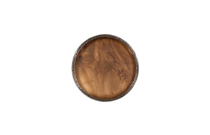 Teak Wood Bowl Wall Art, Metallurgy Edge — MD, As Shown