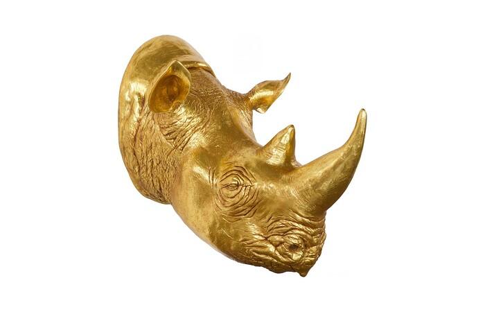 Rhino Wall Art, Resin — One Size, Gold Leaf