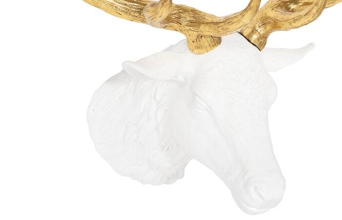 Stag Deer Head, White, Gold Leaf — view 3