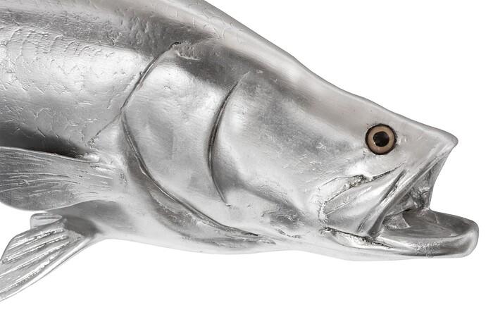 Barramundi Fish Wall Sculpture, Resin, Silver Leaf — view 3