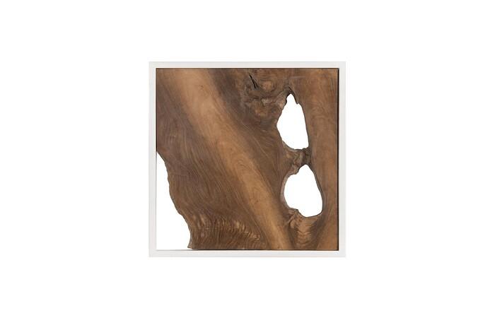 Framed Slice Wall Tile, Teak Wood — One Size, White Frame