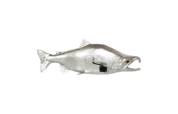 Sockeye Salmon Fish Wall Sculpture, Resin, Silver Leaf — view 3
