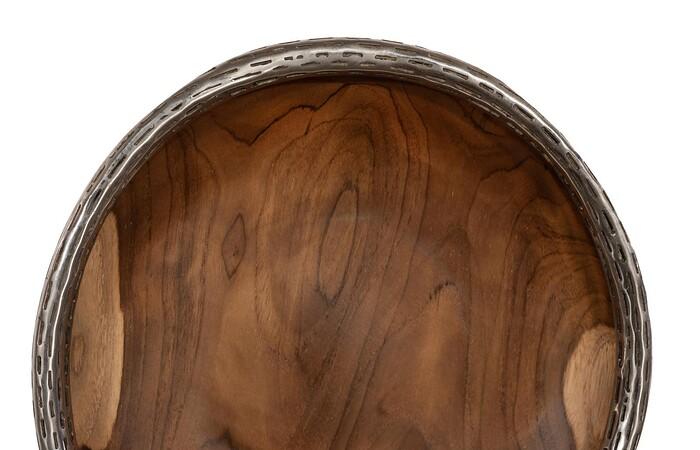 Teak Wood Bowl Wall Art, Metallurgy Edge — view 8