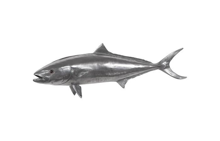Yellow Tailed King Fish Wall Sculpture, Resin — One Size, Polished Aluminum Finish