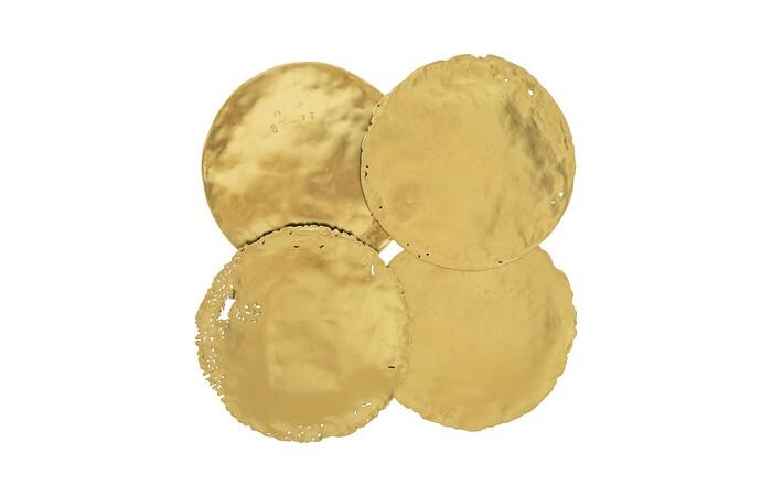 Cast Oil Drum Wall Discs, Set of 4 — One Size, Gold Leaf