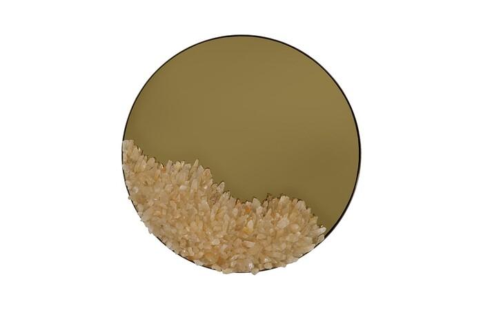 Aura Crystal Mirror — Large, Brass Frame