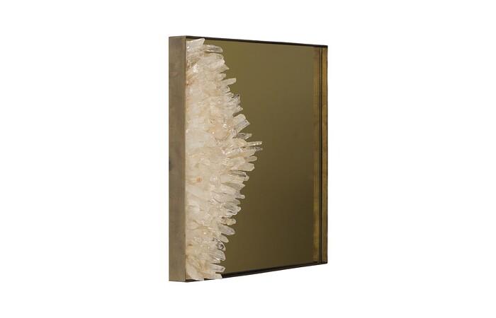 Aura Crystal Mirror, Brass Frame, Square, Left — view 2