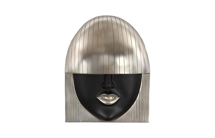Fashion Faces Wall Art, Smile — Large, Black and Silver Leaf