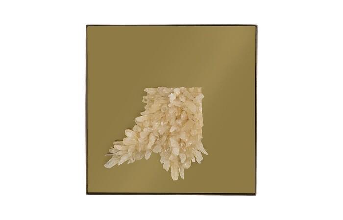 Aura Crystal Mirror, Brass Frame, Square, Center — One Size, Brass Frame