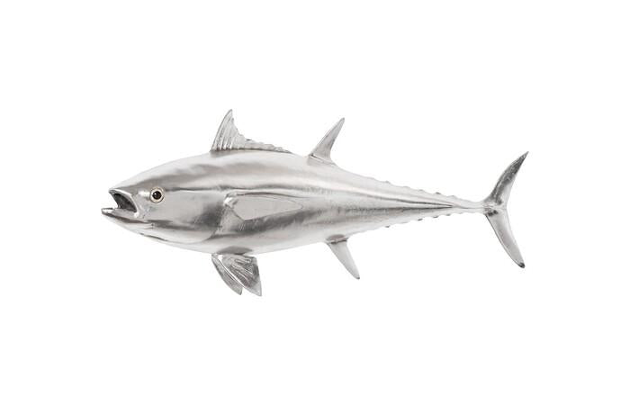 Bluefin Tuna Fish Wall Sculpture, Resin — One Size, Silver Leaf