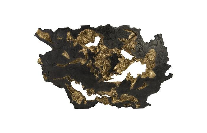 Burled Root Wall Art — Large, Black and Gold Leaf