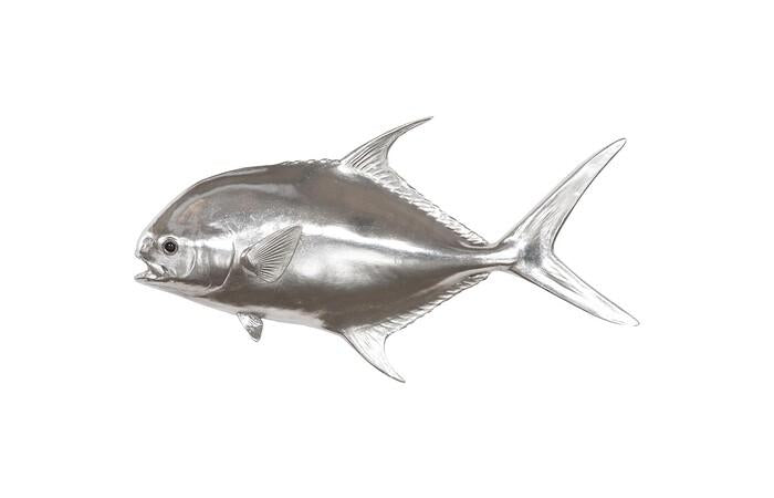 Permit Fish, Flat Wall Sculpture, Resin, Silver Leaf — One Size, Silver Leaf