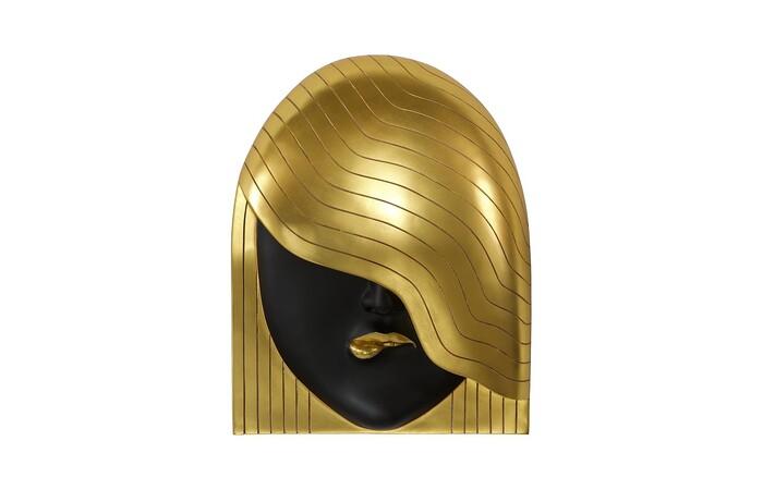 Fashion Faces Wall Art, Large, Her Left Wave, Black and Gold — Large, Black and Gold