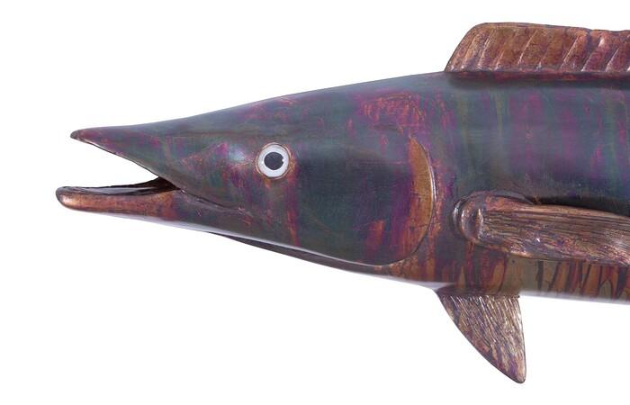 Wahoo Fish Wall Sculpture, Resin, Copper Patina Finish — view 3