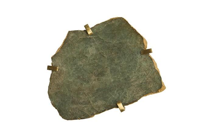 Gem Wall Tile in Brass Setting, Green Emerald — One Size, As Shown