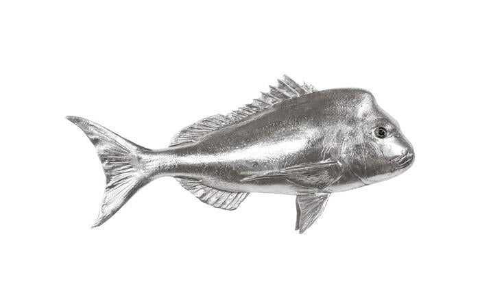 Australian Snapper Fish Wall Sculpture, Resin — One Size, Silver Leaf