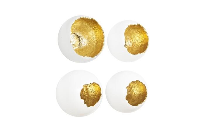 Broken Egg Wall Art, Set of 4 — One Size, White and Gold Leaf