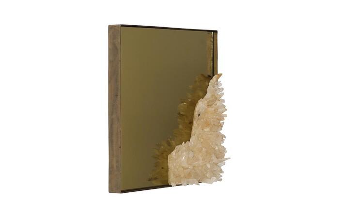 Aura Crystal Mirror, Brass Frame, Square, Lower Right — view 2