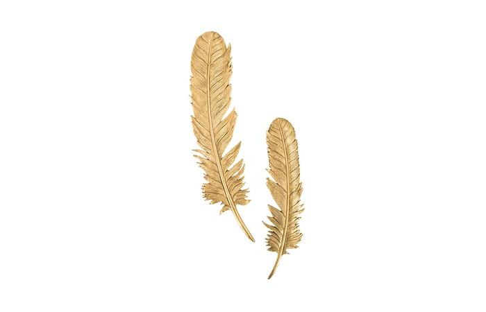 Feathers Wall Art, Set of 2 — Small, Gold Leaf