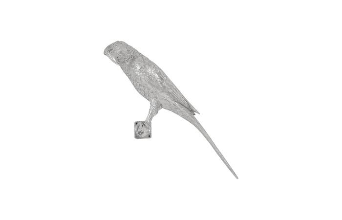 Parrot Looking Left Wall Art, Resin, Silver Leaf — One Size, Silver Leaf