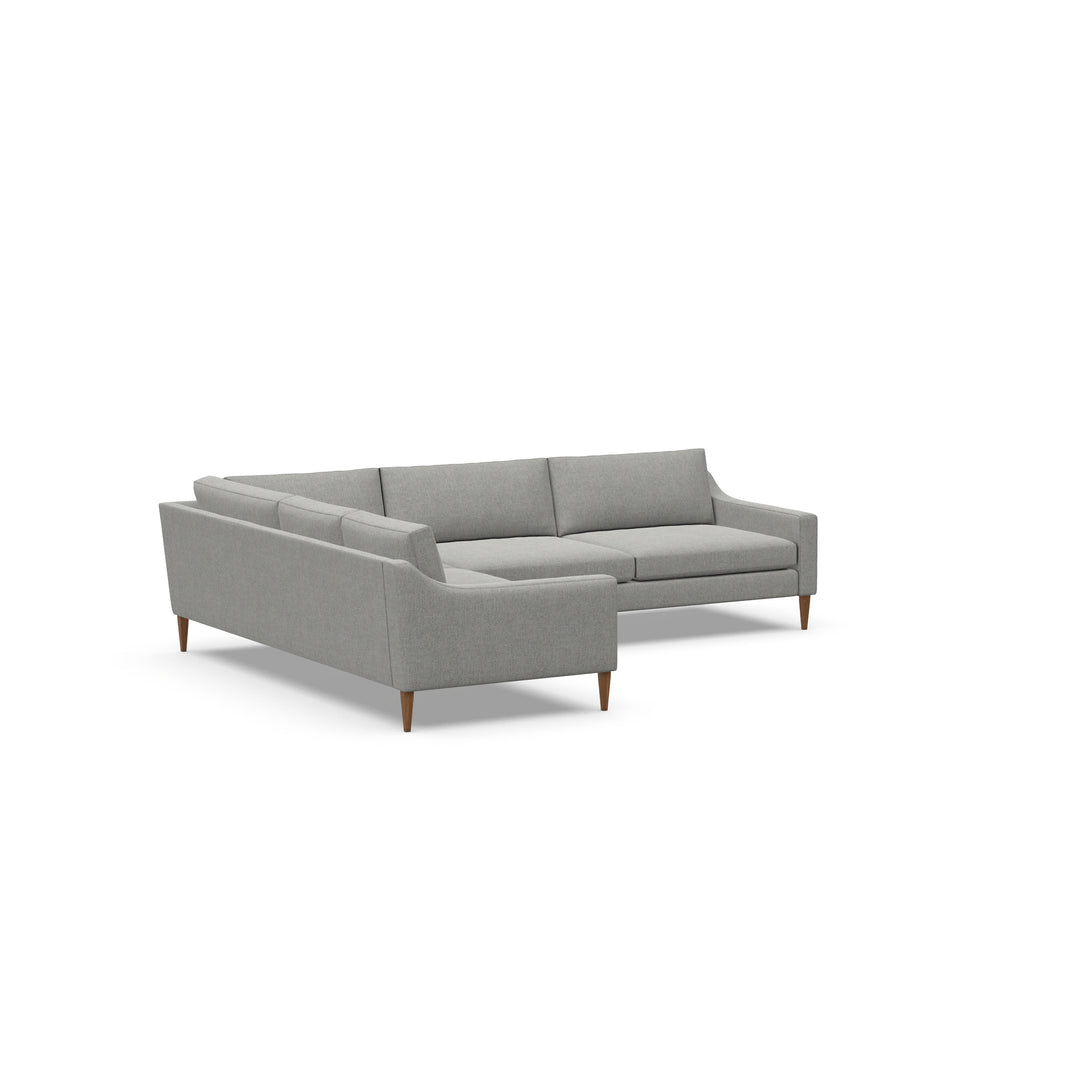 Giselle Slope Arm Sectional by American Leather, Grand 42-inch depth with left return when facing the longer run. Official two-piece configuration: LLS-Q3L-RA + LLS-S3L-LA. Upholstery shown for illustration.