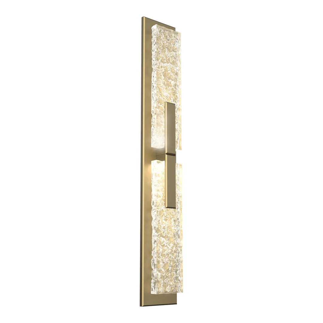 Glacier Double Sconce by Hammerton Studio in Gilded Brass with Clear Cast glass