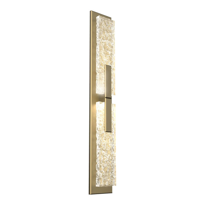 Glacier Double Sconce by Hammerton Studio in Gilded Brass with Clear Cast glass