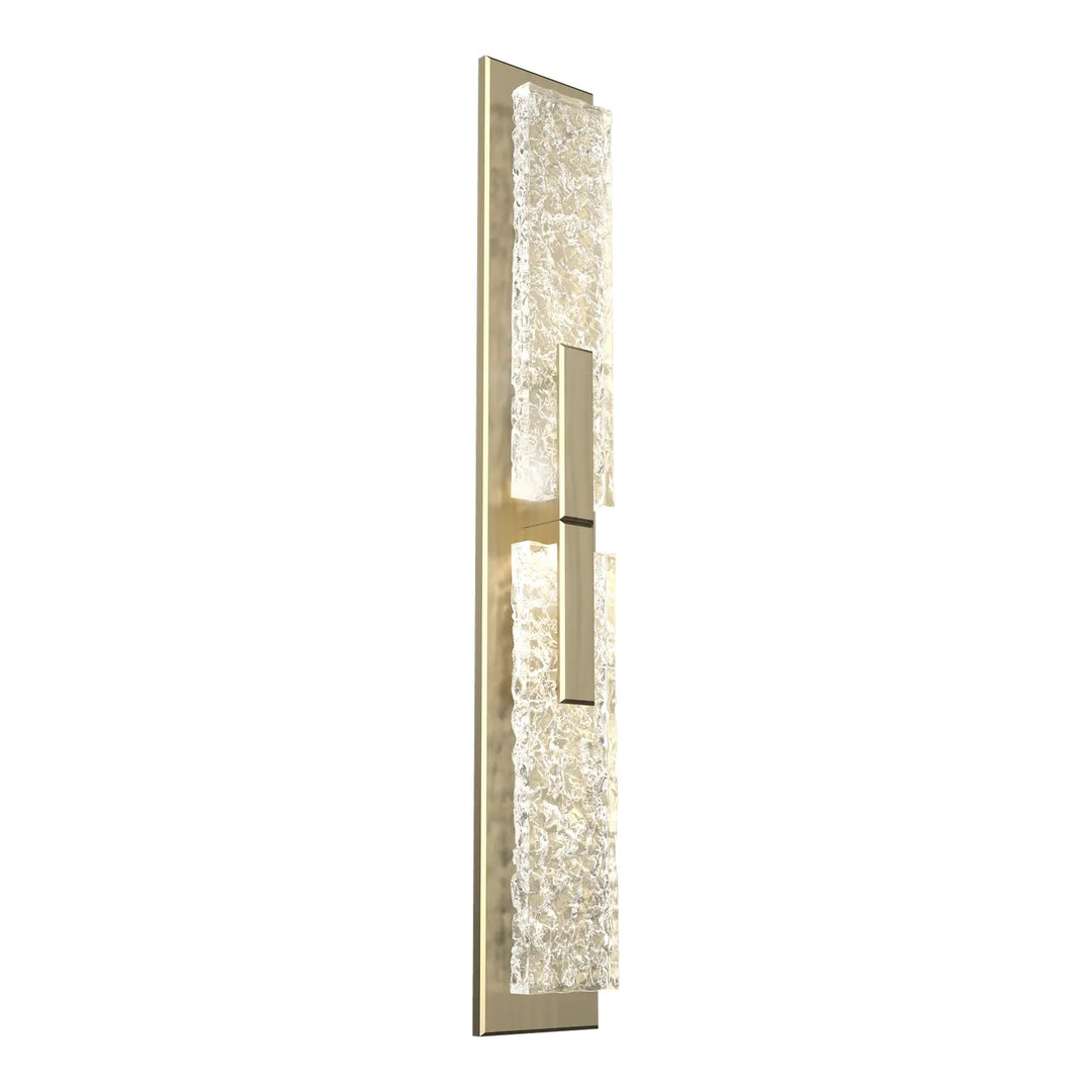 Glacier Double Sconce by Hammerton Studio in Heritage Brass with Clear Cast glass