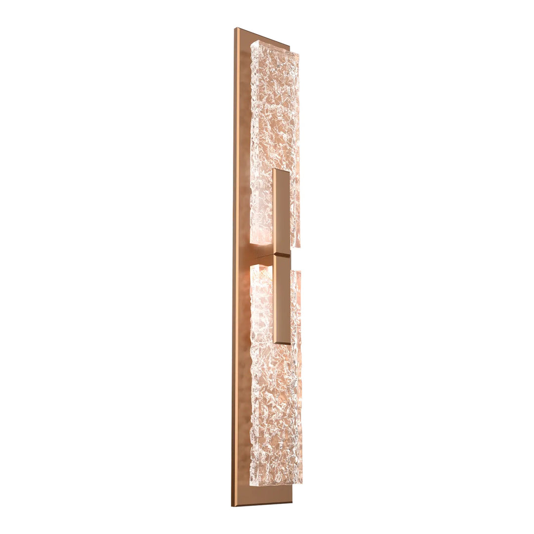 Glacier Double Sconce by Hammerton Studio in Novel Brass with Clear Cast glass