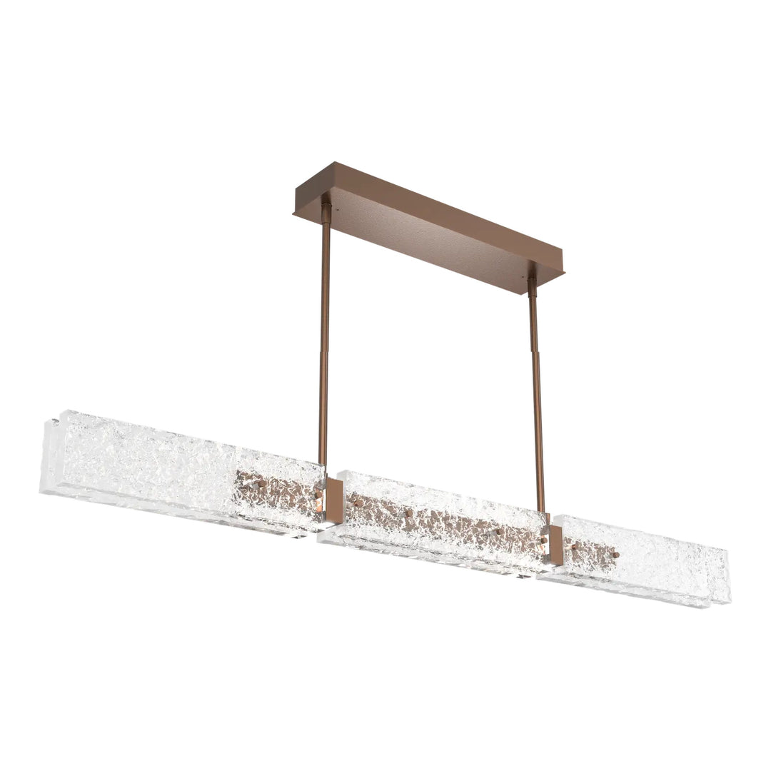 Glacier Linear Chandelier by Hammerton Studio in Burnished Bronze with Clear Cast glass