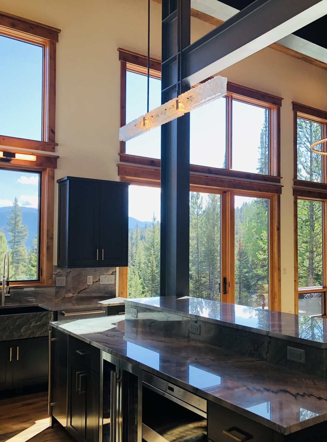 Glacier Linear Chandelier by Hammerton Studio in a styled interior