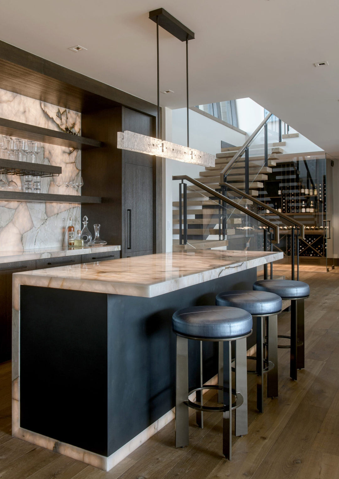Glacier Linear Chandelier by Hammerton Studio in a styled interior