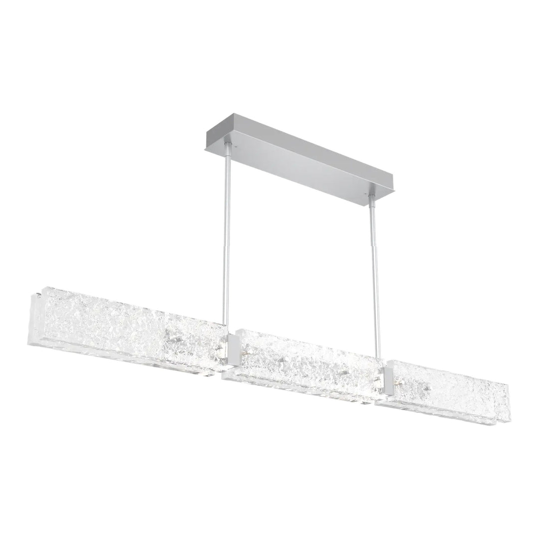 Glacier Linear Chandelier by Hammerton Studio in Classic Silver with Clear Cast glass
