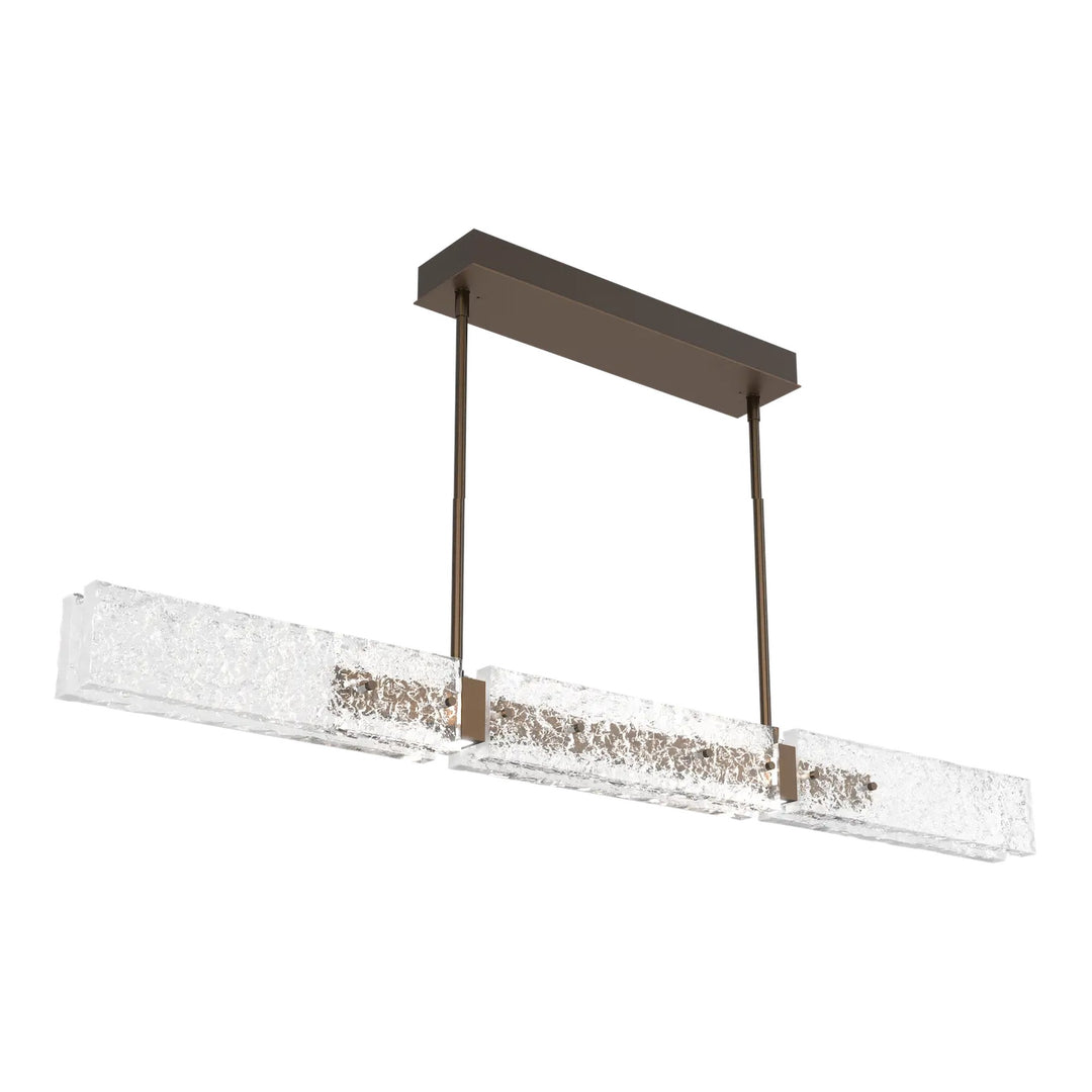 Glacier Linear Chandelier by Hammerton Studio in Flat Bronze with Clear Cast glass
