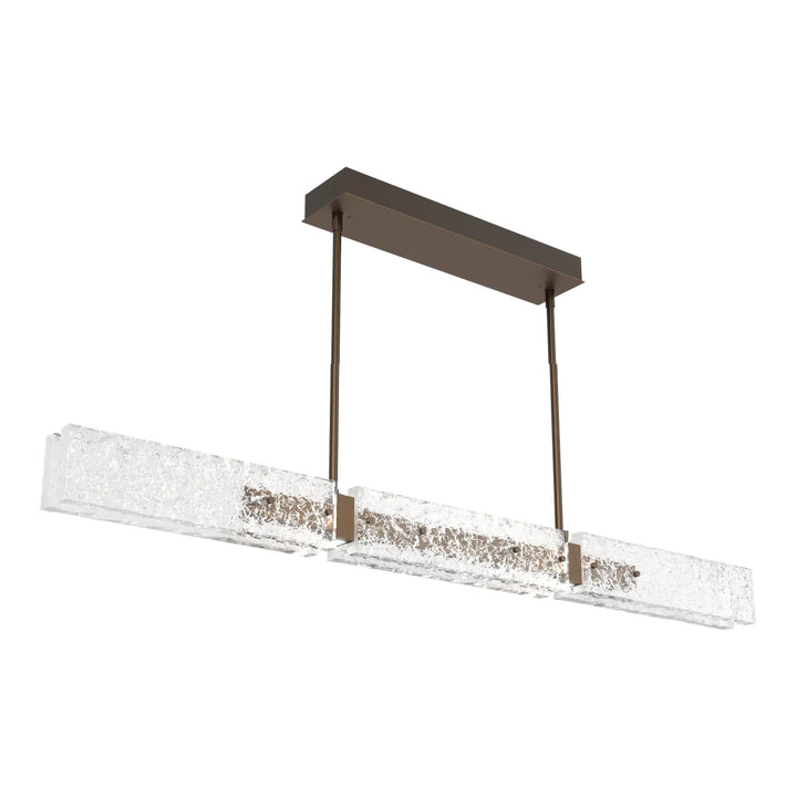 Glacier Linear Chandelier by Hammerton Studio in Flat Bronze with Clear Cast glass