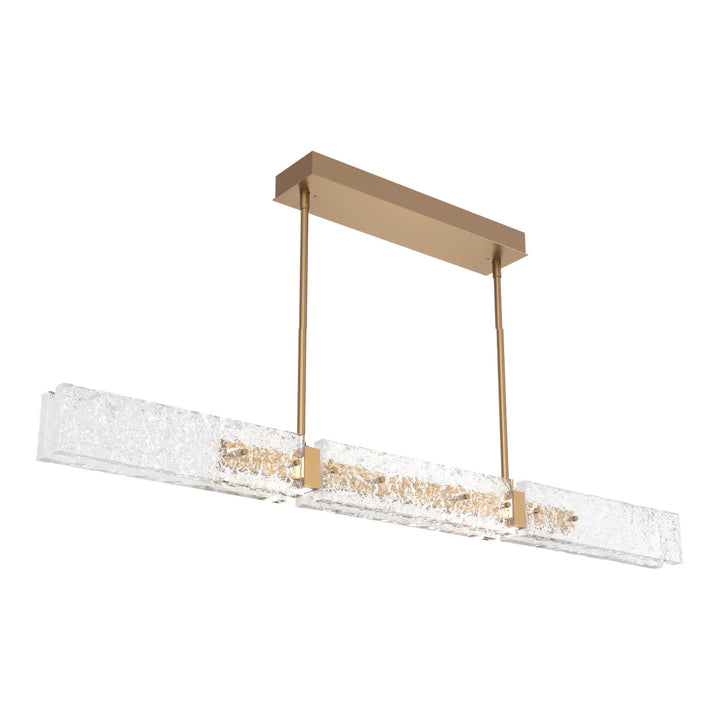 Glacier Linear Chandelier by Hammerton Studio in Novel Brass with Clear Cast glass