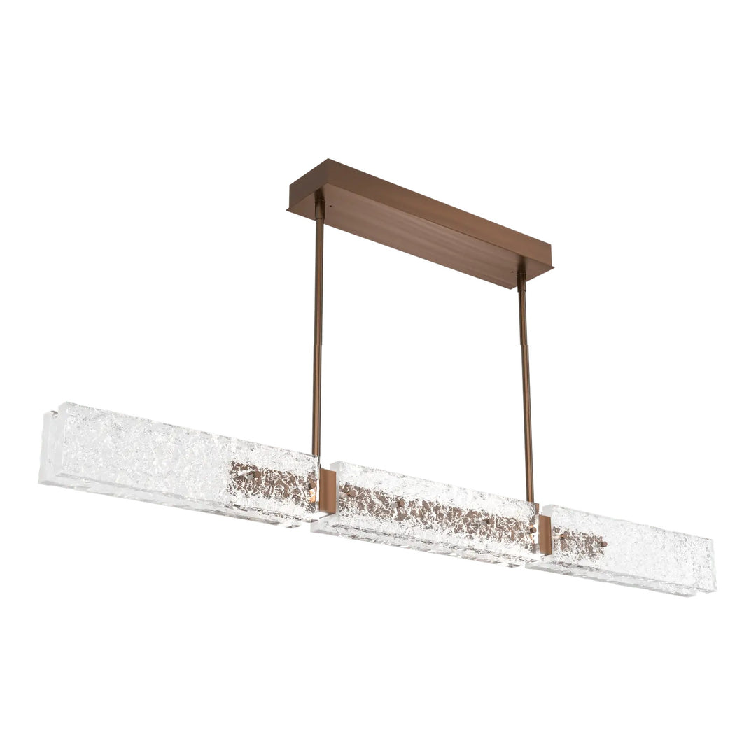 Glacier Linear Chandelier by Hammerton Studio in Oil-Rubbed Bronze with Clear Cast glass