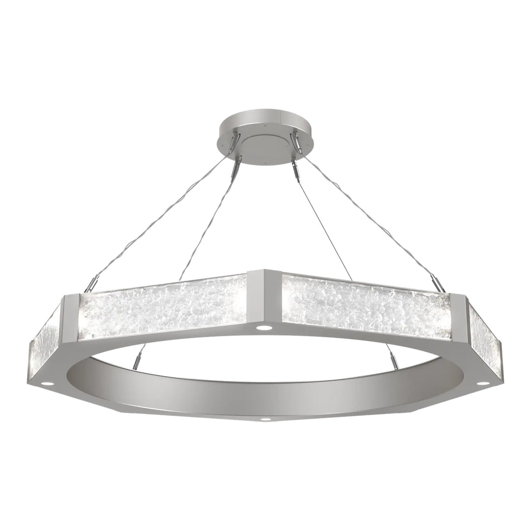 Glacier Ring Chandelier by Hammerton Studio Large in Beige Silver with Clear Cast glass