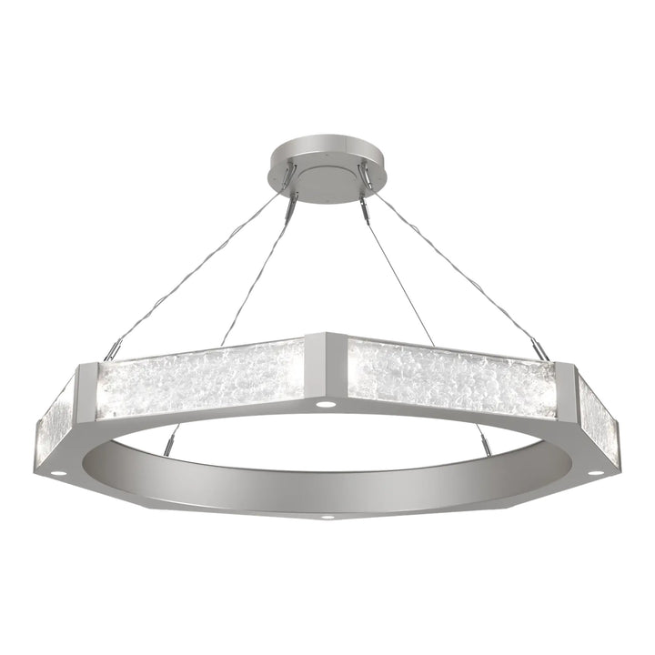 Glacier Ring Chandelier by Hammerton Studio Large in Beige Silver with Clear Cast glass