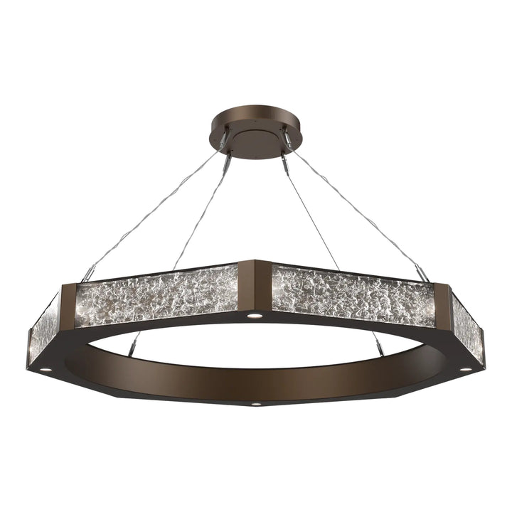 Glacier Ring Chandelier by Hammerton Studio Large in Flat Bronze with Clear Cast glass