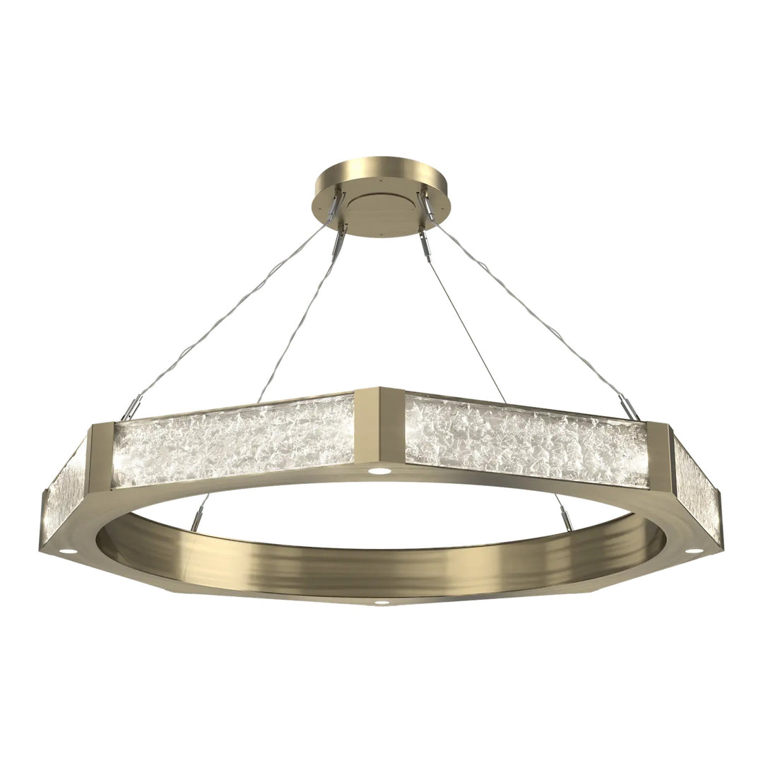 Glacier Ring Chandelier by Hammerton Studio Large in Heritage Brass with Clear Cast glass